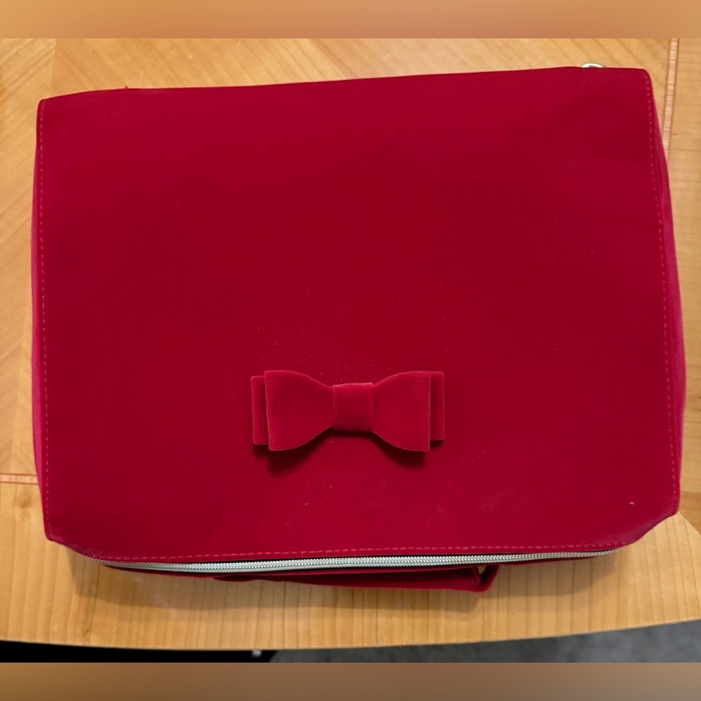Estee Lauder Red Clutch with Gold Accents